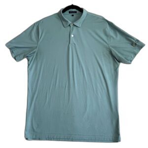 Peter Millar Men's SZ L Aqua Blue SS Golf Shirt Performance Jersey Polo EUC READ